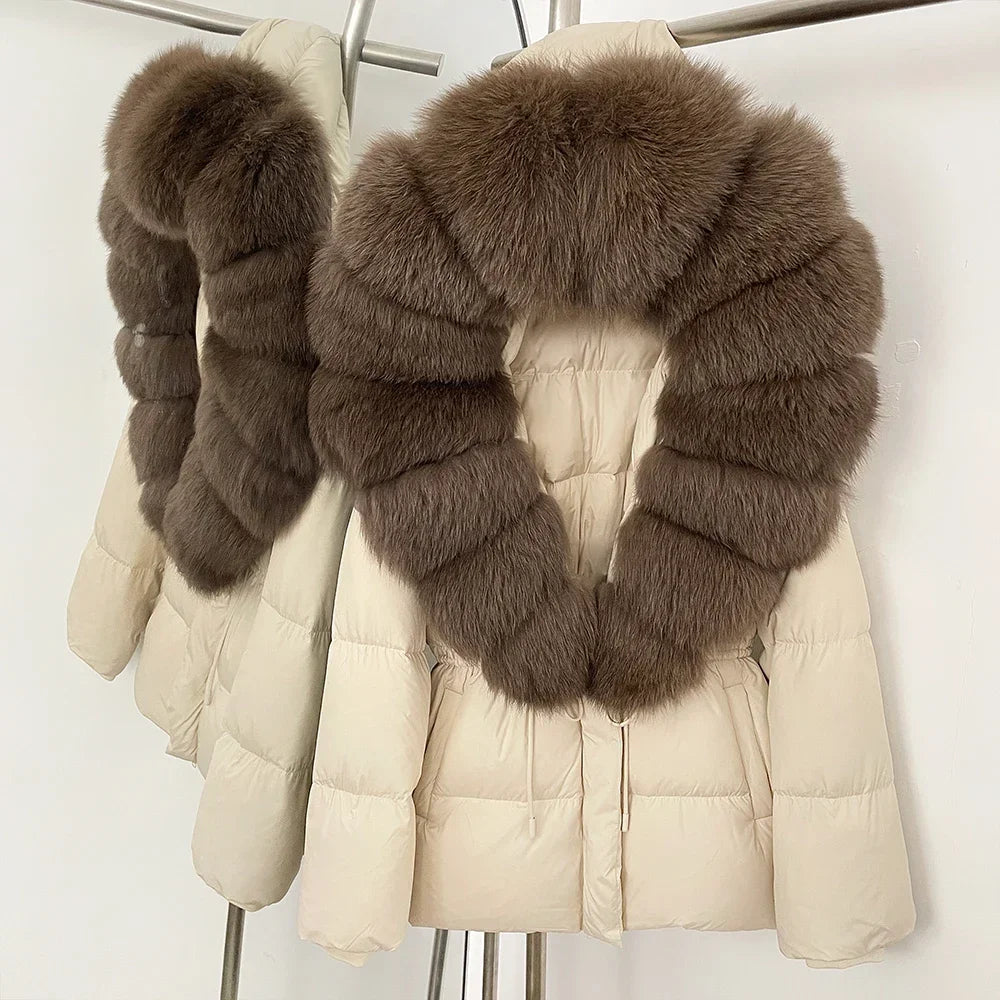 Real Fox Fur Puffer Jacket Coat