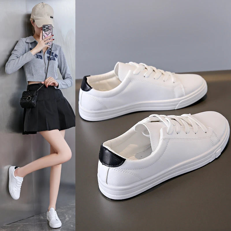 Flat Leather Sneakers