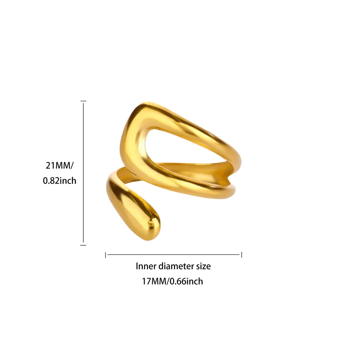 Stainless Steel Irregular Wave Creative Gold Open Punk Rapper Rings