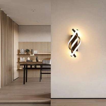 Curved Spiral Design LED Wall Lamp for Bedroom Bedside Corridor