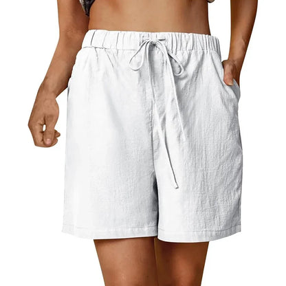Casual Cotton Linen Straight Jogging  Shorts
