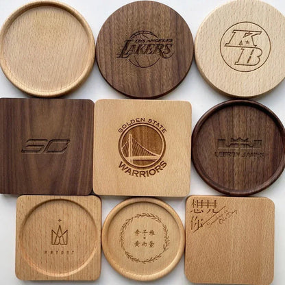1PCS Solid Walnut Wood Coaster Round Beech Cup Mat