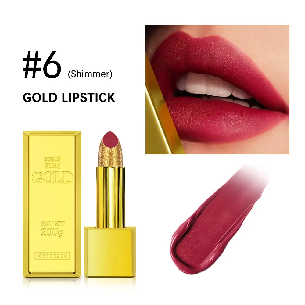 Hallowmas High-pigmented Gold Lipstick Shiny Metallic Matte