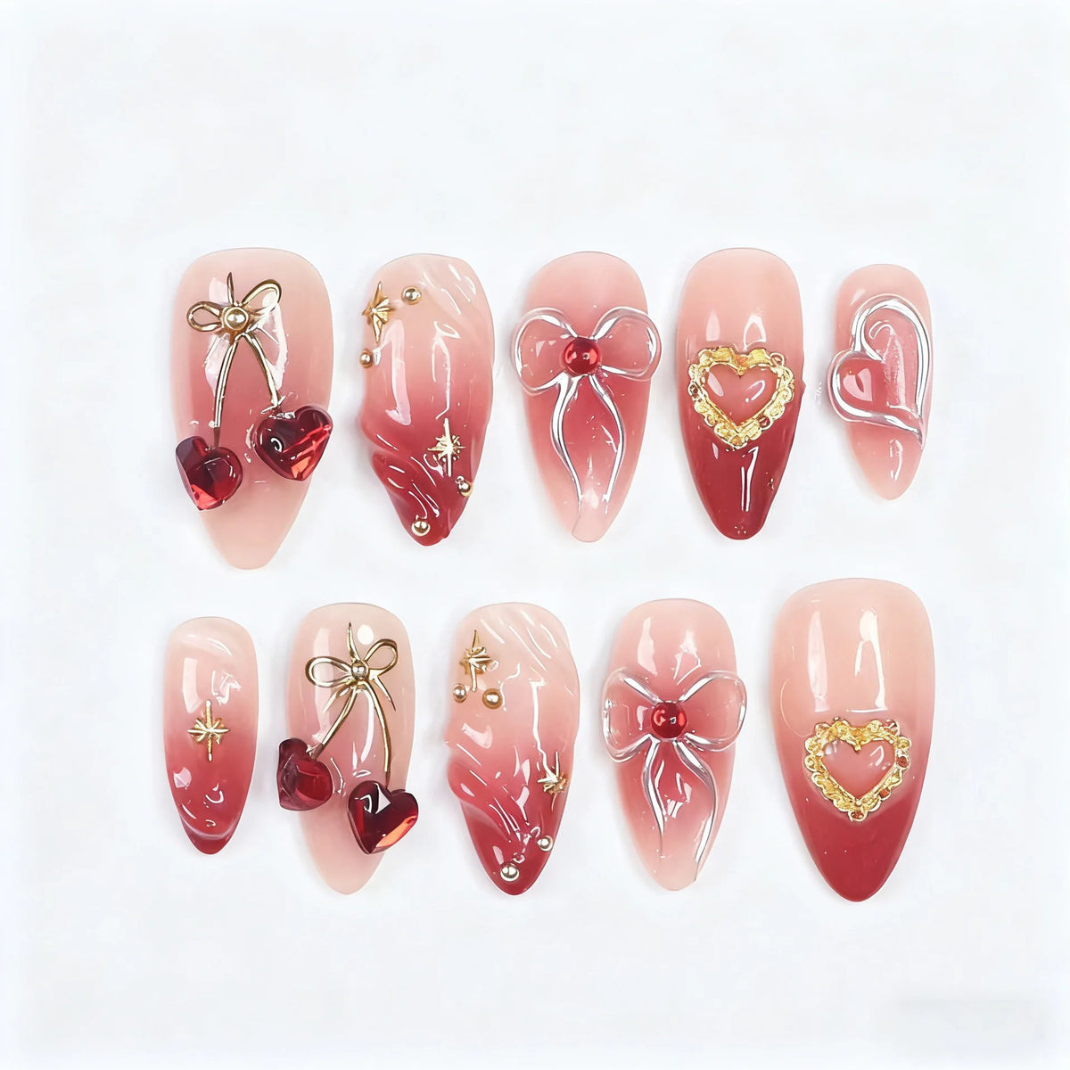 24Pcs Gilded 3D Flower Press on Nails Black French Leopard Print False Nails