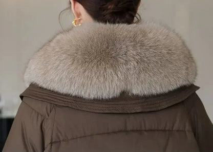 Abrigo de algodón grueso con cuello de piel