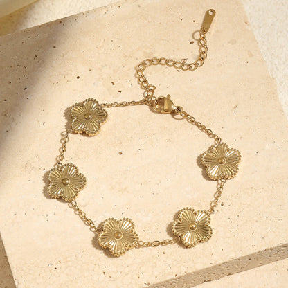 DANA 3Pcs Gold Leaf Flower Zircon Bracelet