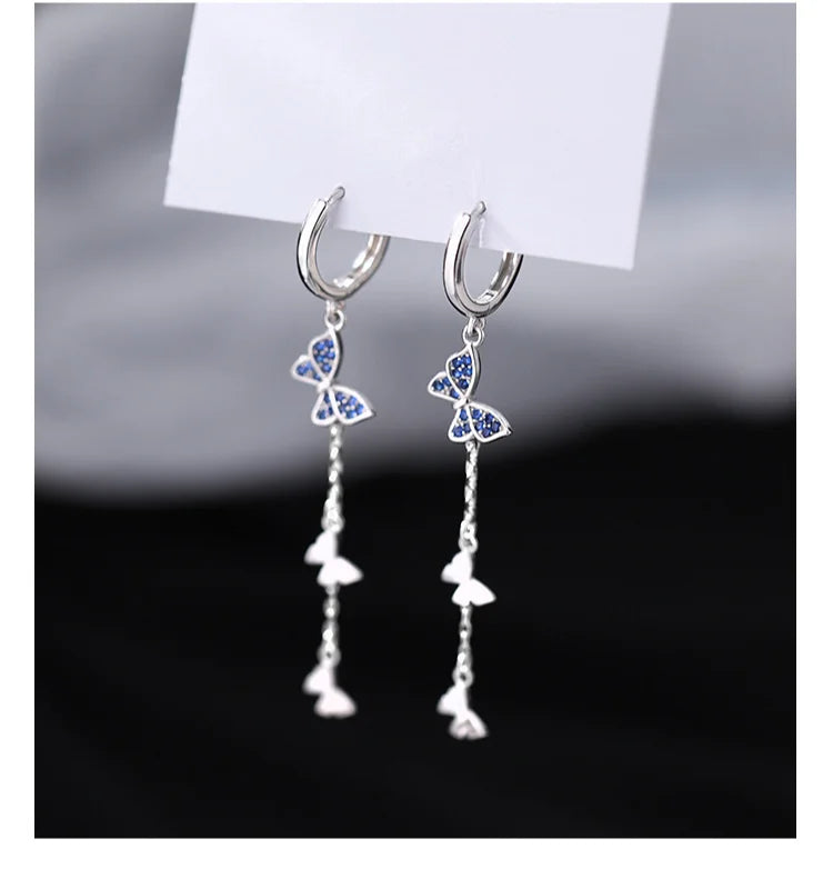 DANA 925 Diamond Butterfly Hoop Earrings