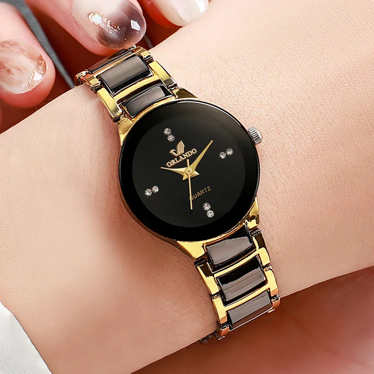 Rhinestone Stainless Steel Analog Quartz Watches