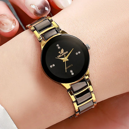 Rhinestone Stainless Steel Analog Quartz Watches