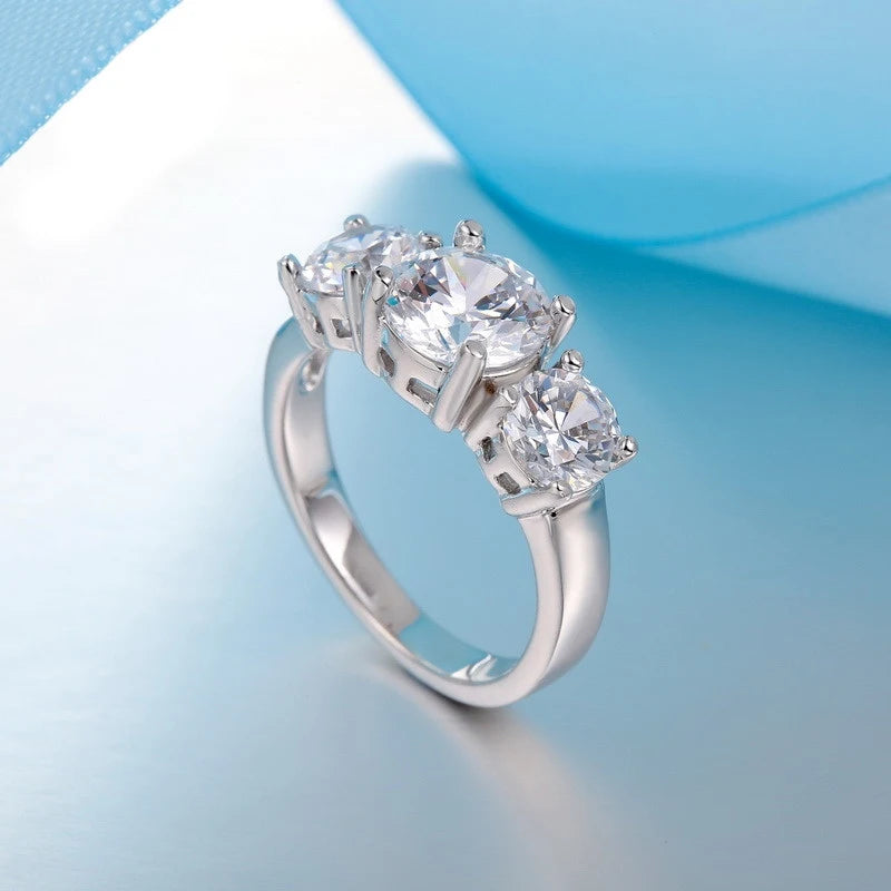 خواتم من الفضة الإسترلينية عيار 925 مرصعة بثلاثة أحجار زركونيا مكعبة