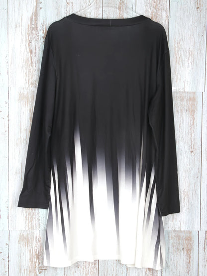 Plus Size Ombre Print Open Front Cardigan Coats