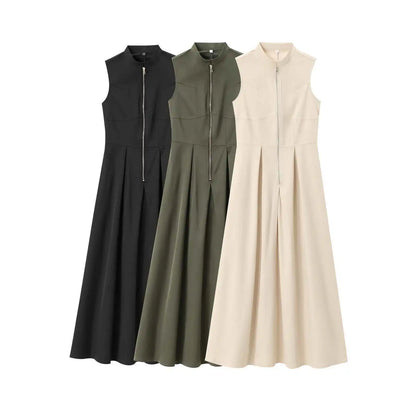 Elegant Sleeveless round Neck Midi Dress