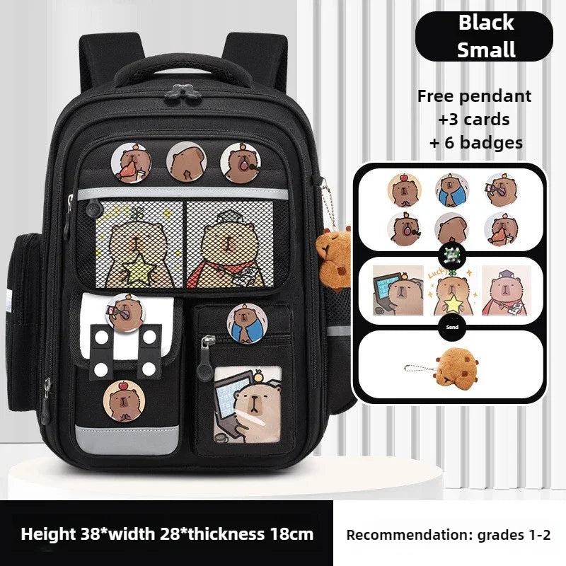 Capybara Children Backpack Waterproof Student Schoolbag Large Capacity