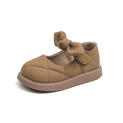 Leather Soft Shallow Bow Casual Shoes