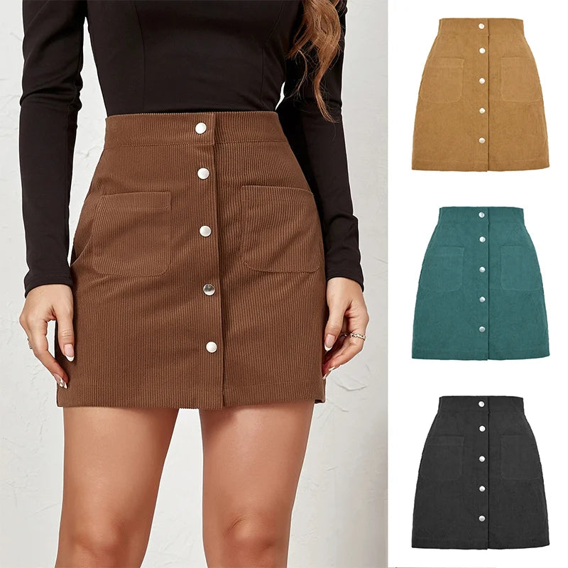 Corduroy Slim Fit Mini Skirt