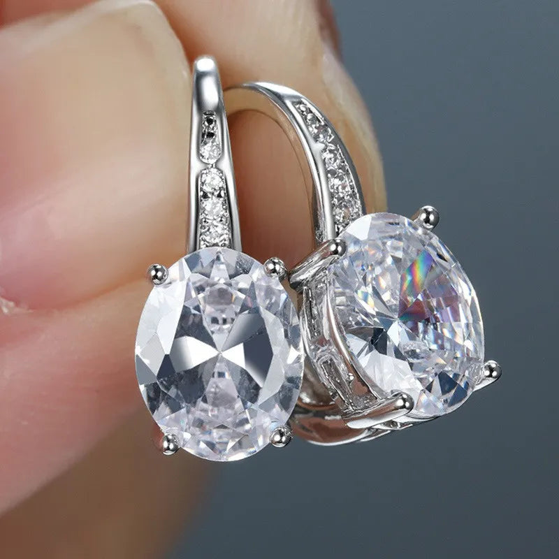925 Sterling Silver Zircon Stones Drop Earrings