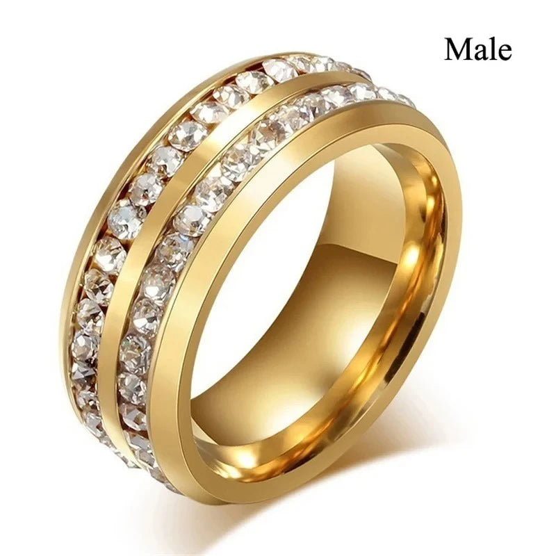 Charm Couple Romantic Purple Rhinestones CZ Rings Set