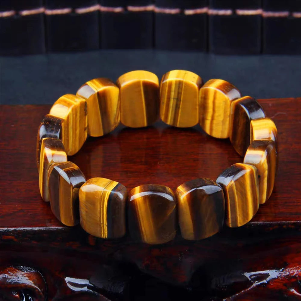 Natural Tiger Eye Stone Square Handmade Reiki Healing Meditation Bangles Bracelets