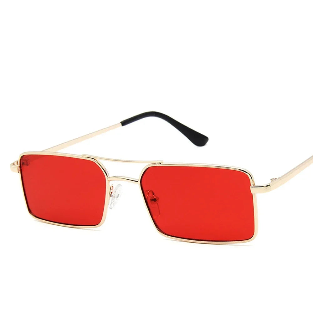 Square Alloy Metal Small Frame Double Bridge Sunglasses