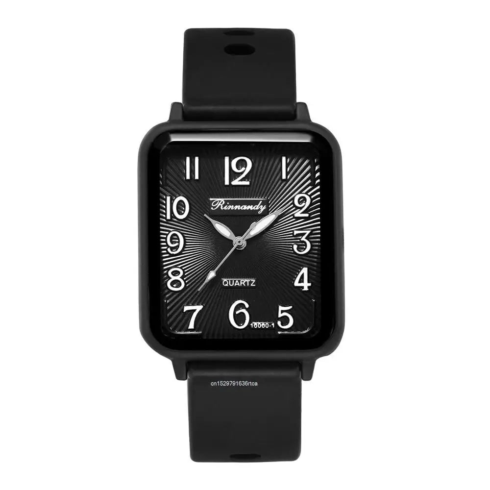 Rectangle Digital Quartz Silicone Strap Watch