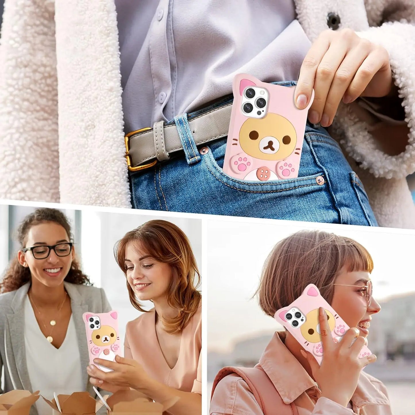 iPhone Pro Max Xs XR 6 7 8 Silicone Rilakkuma Cat Bear Soft Cover Case