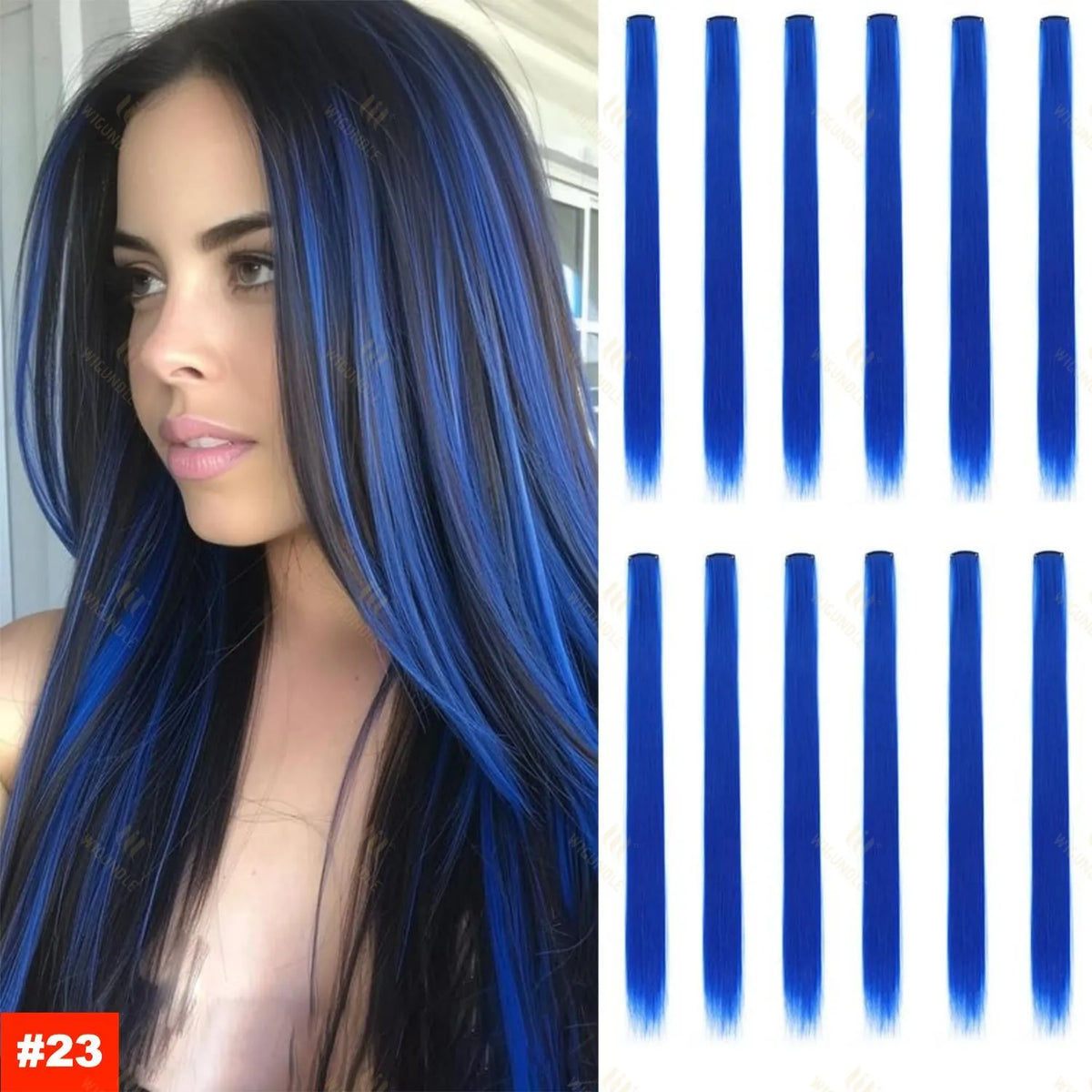 Colored Highlight 22 Inch Synthetic Hair Extensions Rainbow Long Straight Hairpieces