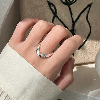 925 Sterling Silver Retro Hollow Wave Punk Hiphop Bohemia Rings