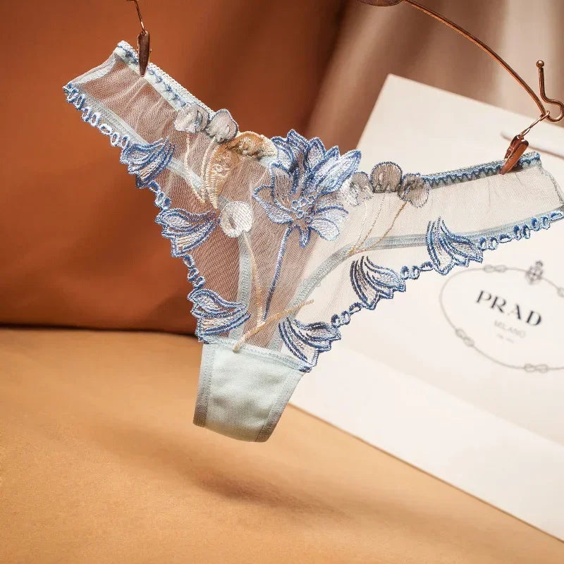 Sexy Lace Floral Thong Mesh Perspective G-String