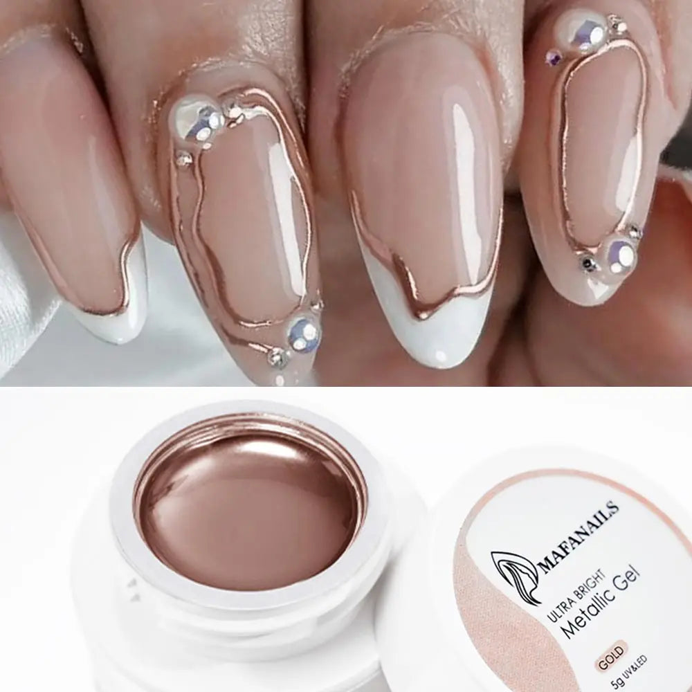 Metallic Painting Gel Chrome Gold Silver Mirror Effect Nail Polish