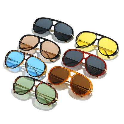 Oversized Punk Metal Double Bridge Sunglasses