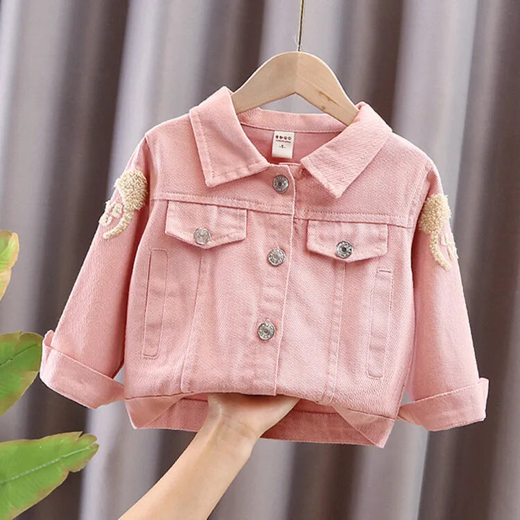 Spring Autumn 1-8Y Toddler Cute Denim Long Sleeve Back Letter Jacket