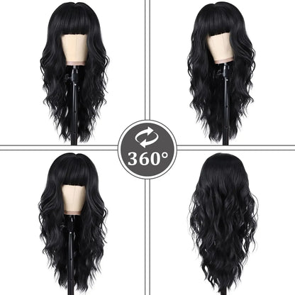 black synthetic curly wig