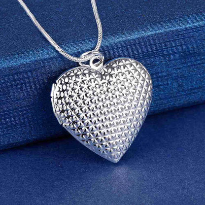 40-75cm 925 Sterling Silver seashell Photo open Frame Necklace