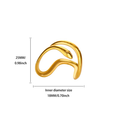 Stainless Steel Irregular Wave Creative Gold Open Punk Rapper Rings