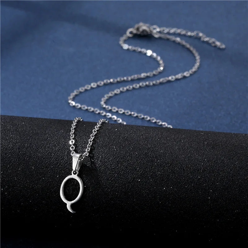 Letter Stainless Steel Letter Glossy Choker Necklaces