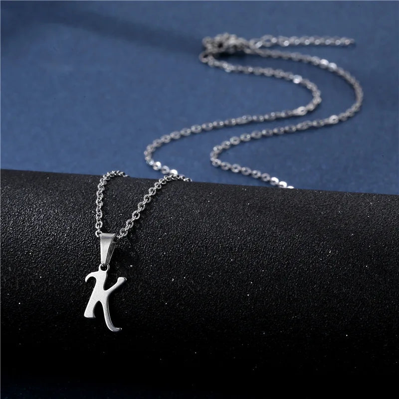 Letter Stainless Steel Letter Glossy Choker Necklaces