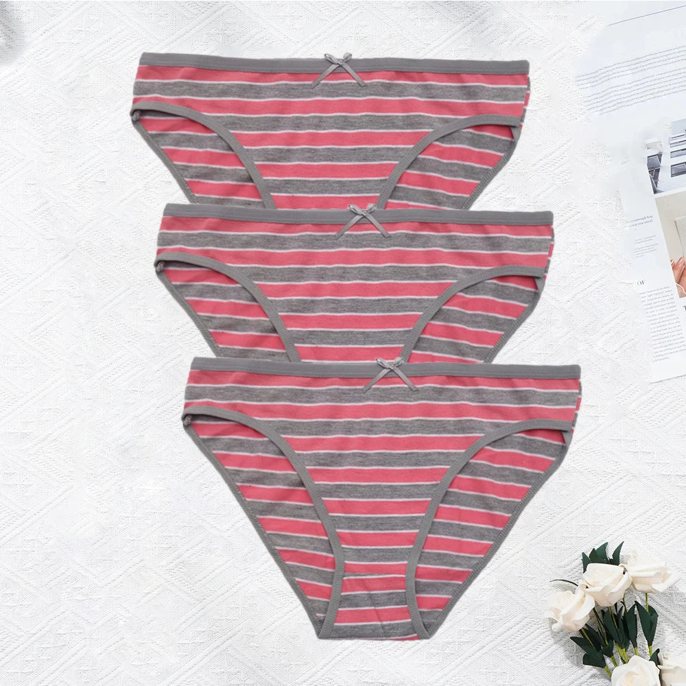 Striped Underwear Plus Size Seamless Panties Cotton Lingerie 3 pcs/lot