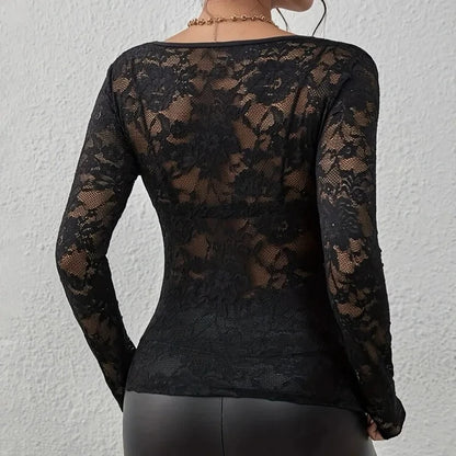 Sexy Base Layer Slim Flower Shirt