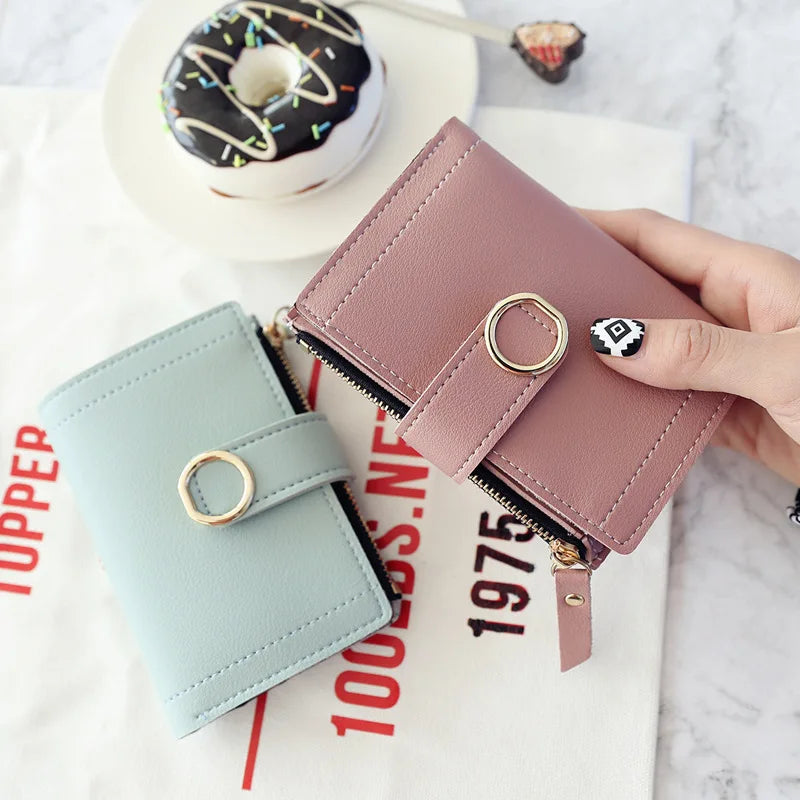 Short Wallet Zipper Card Holder PU Wallets