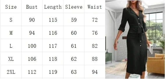 Office Long Sleeved Button Lace Up Dress