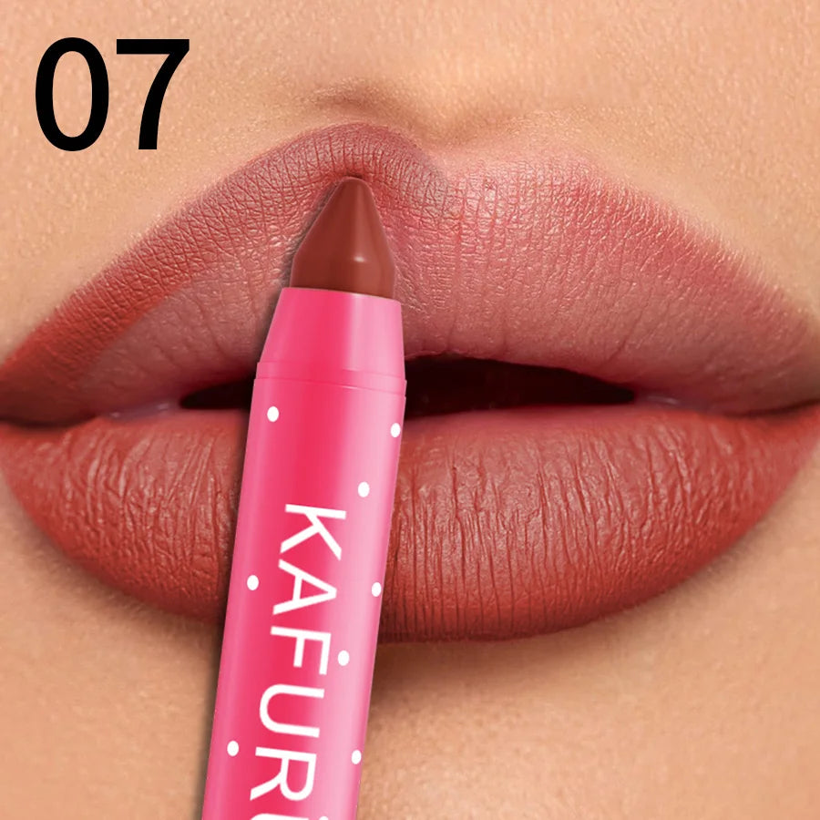 15 Colors Lipstick Pencil Waterproof Sexy Red Matte Contour Tint Lipstick