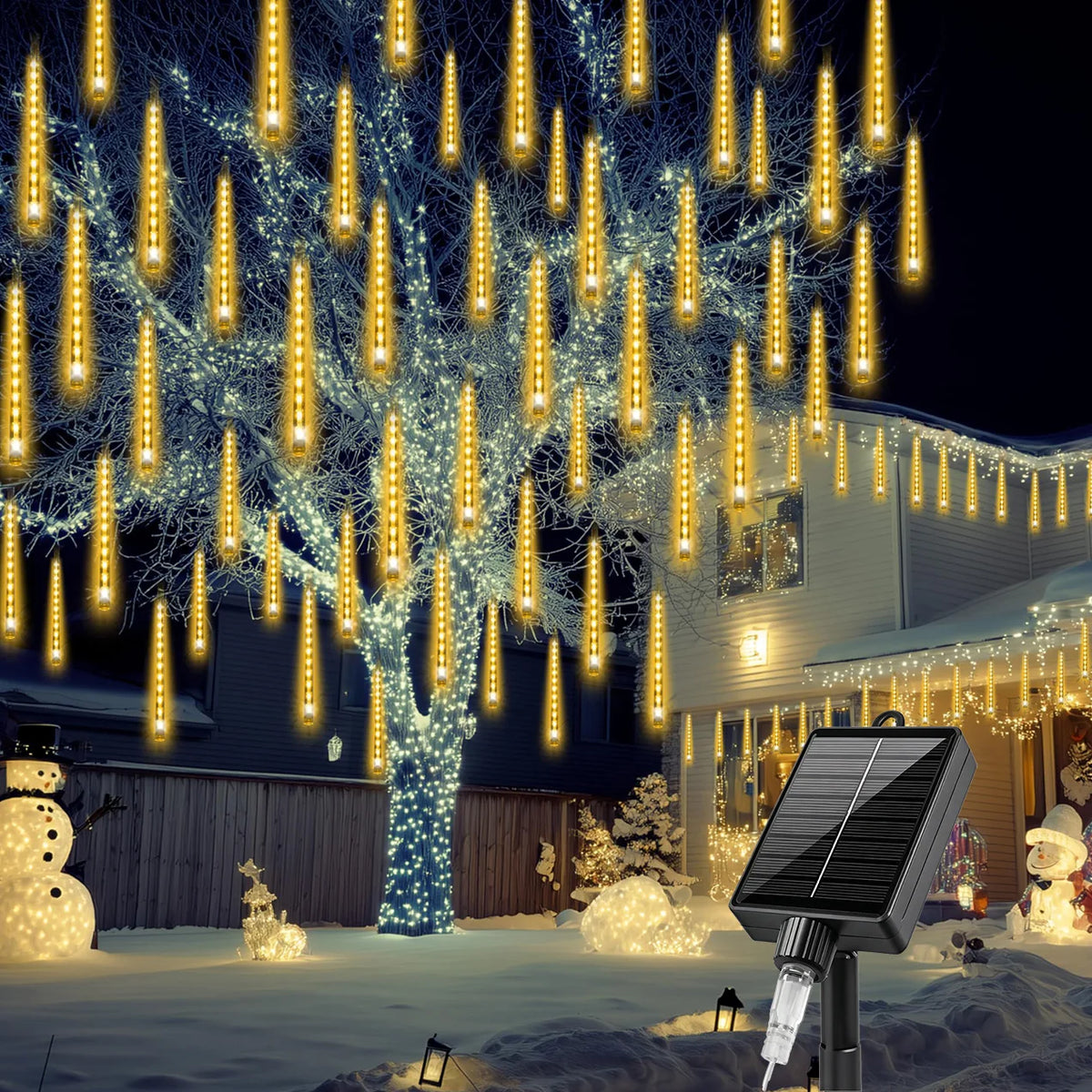 Solar LED Meteor Shower Light String Outdoor Waterproof Fairy Garden Light
