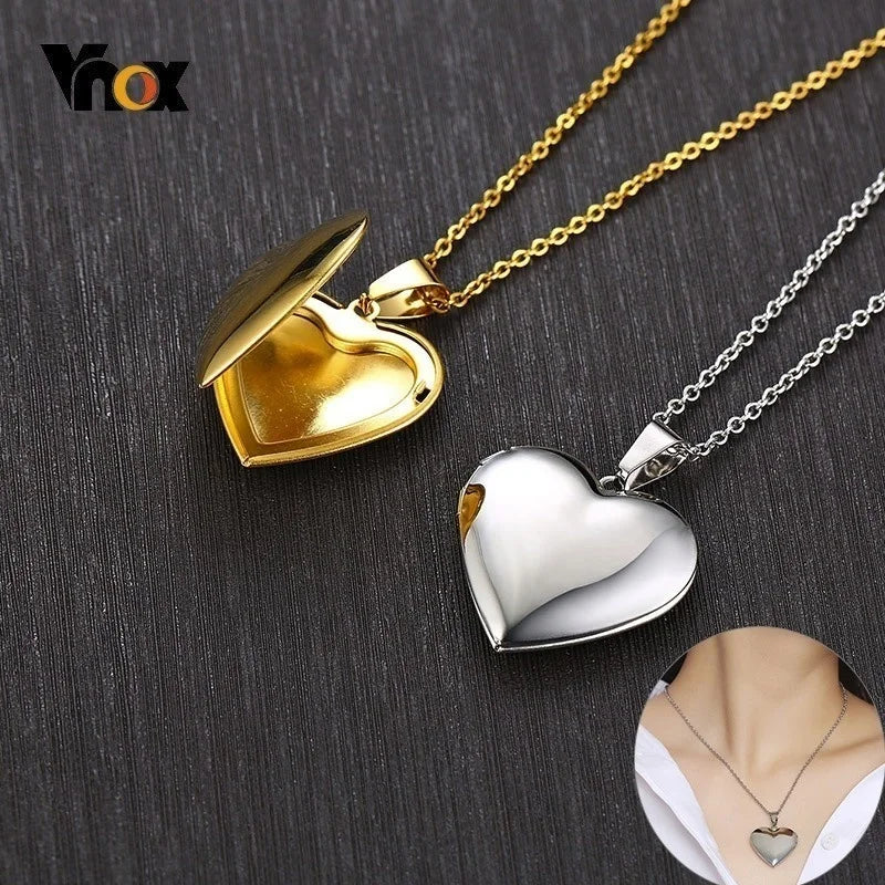 Photo Frame Glossy Stainless Steel Necklaces