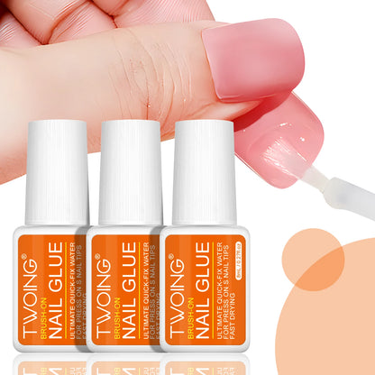 Twoing Waterproof Liquid Nail Adhesive,Long-Lasting & Fast-Drying Formaldehyde-Free Compatible with Acrylic Nails Fake Nails