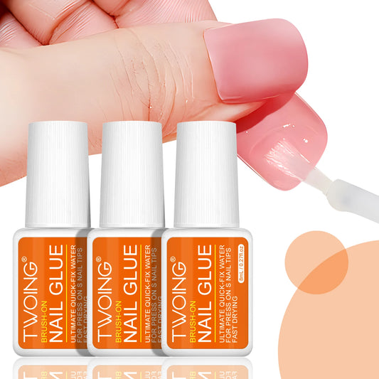 Twoing Waterproof Liquid Nail Adhesive,Long-Lasting & Fast-Drying Formaldehyde-Free Compatible with Acrylic Nails Fake Nails