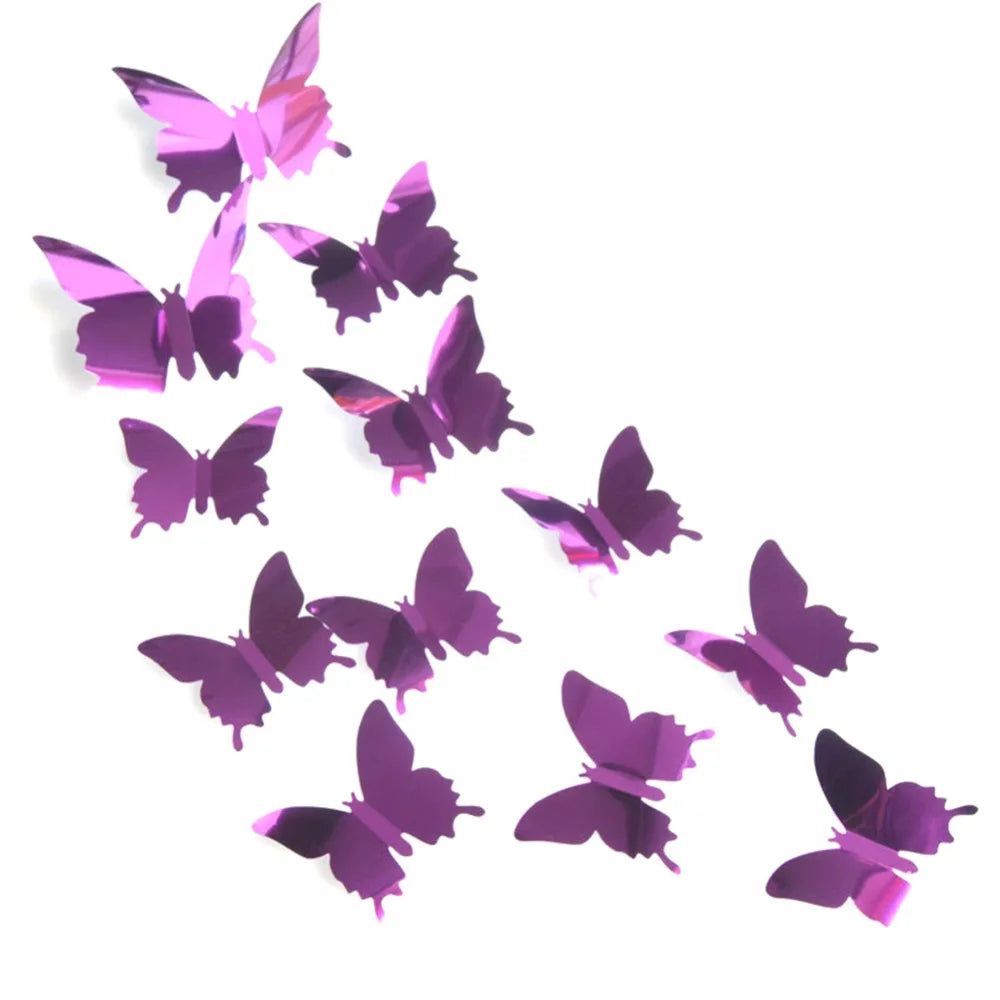 12pcs 3D Butterfly Mirror Wall Crystal Sticker