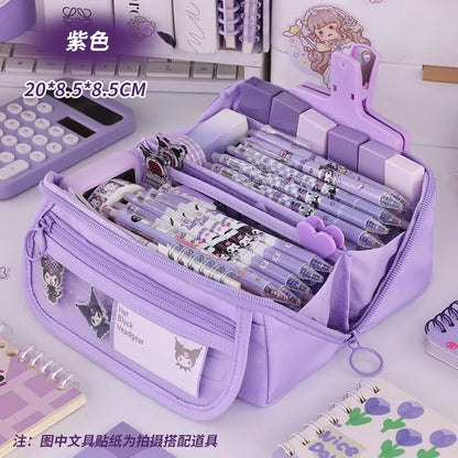 Large Capacity Pencil Case with Zipper Portable Stationery Bag