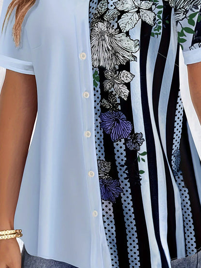 Casual Round Collar Half Sleeve Blouse