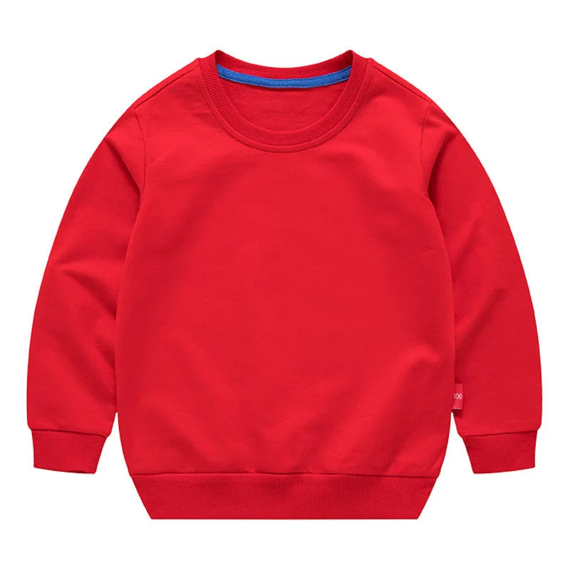 Spring Cotton Plain Hoodies Tops 3-10 Years Long Sleeve T-shirt
