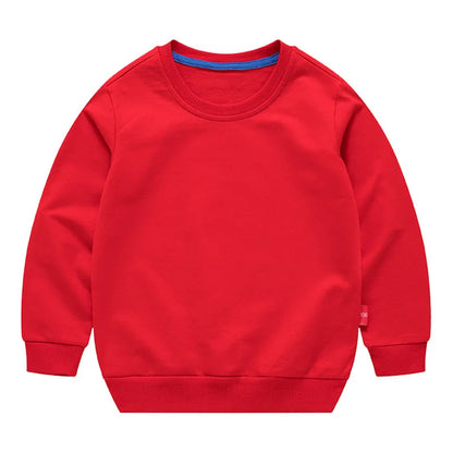 Spring Cotton Plain Hoodies Tops 3-10 Years Long Sleeve T-shirt